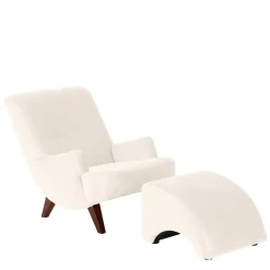 New Wohnen Wohnzimmer Sessel in Cremeweiß Samtvelours - Chalil