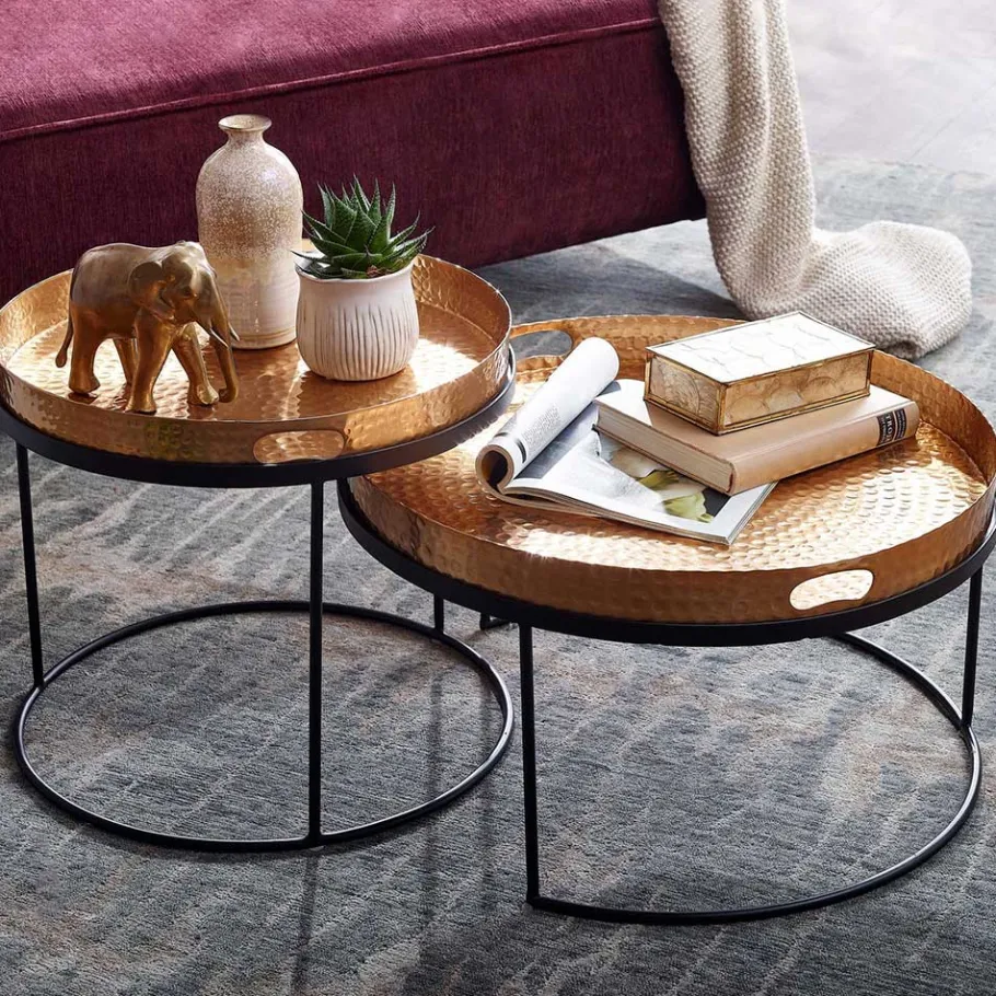Clearance Wohnen Wohnzimmer Tablett-Tische in Gold - Viborg (zweiteilig)