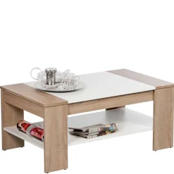 Online Wohnen Wohnzimmer Tisch in Weiß & Sonoma-Eiche - Dranico