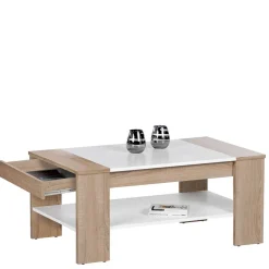 Online Wohnen Wohnzimmer Tisch in Weiß & Sonoma-Eiche - Dranico