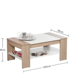 Online Wohnen Wohnzimmer Tisch in Weiß & Sonoma-Eiche - Dranico