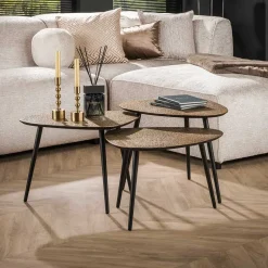 Outlet Wohnen Wohnzimmer Tisch Trio Wankelform - Emra (dreiteilig)
