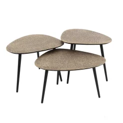 Outlet Wohnen Wohnzimmer Tisch Trio Wankelform - Emra (dreiteilig)
