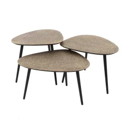 Outlet Wohnen Wohnzimmer Tisch Trio Wankelform - Emra (dreiteilig)