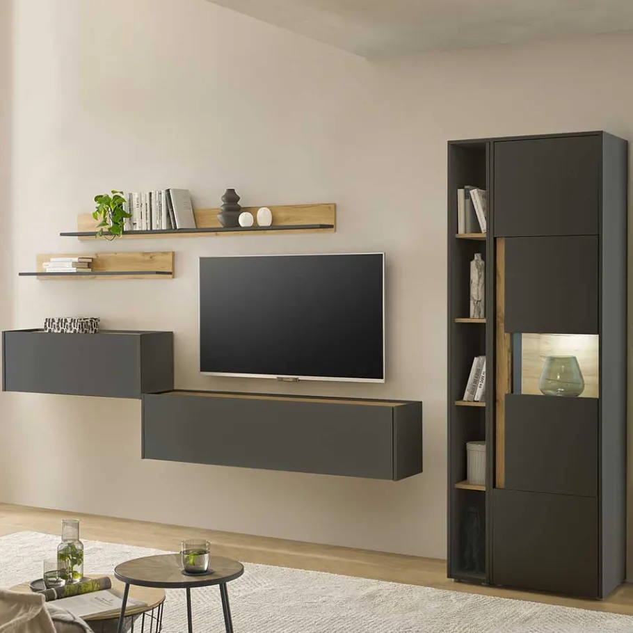 Wohnen Wohnzimmer TV-Anbauwand Set - Ahilav (sechsteilig)