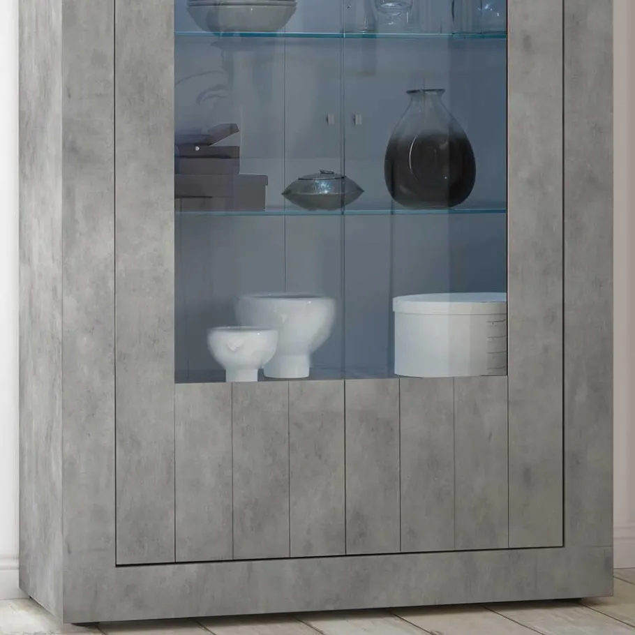 Sale Wohnen Wohnzimmer Vitrine in Beton Optik - Vareika