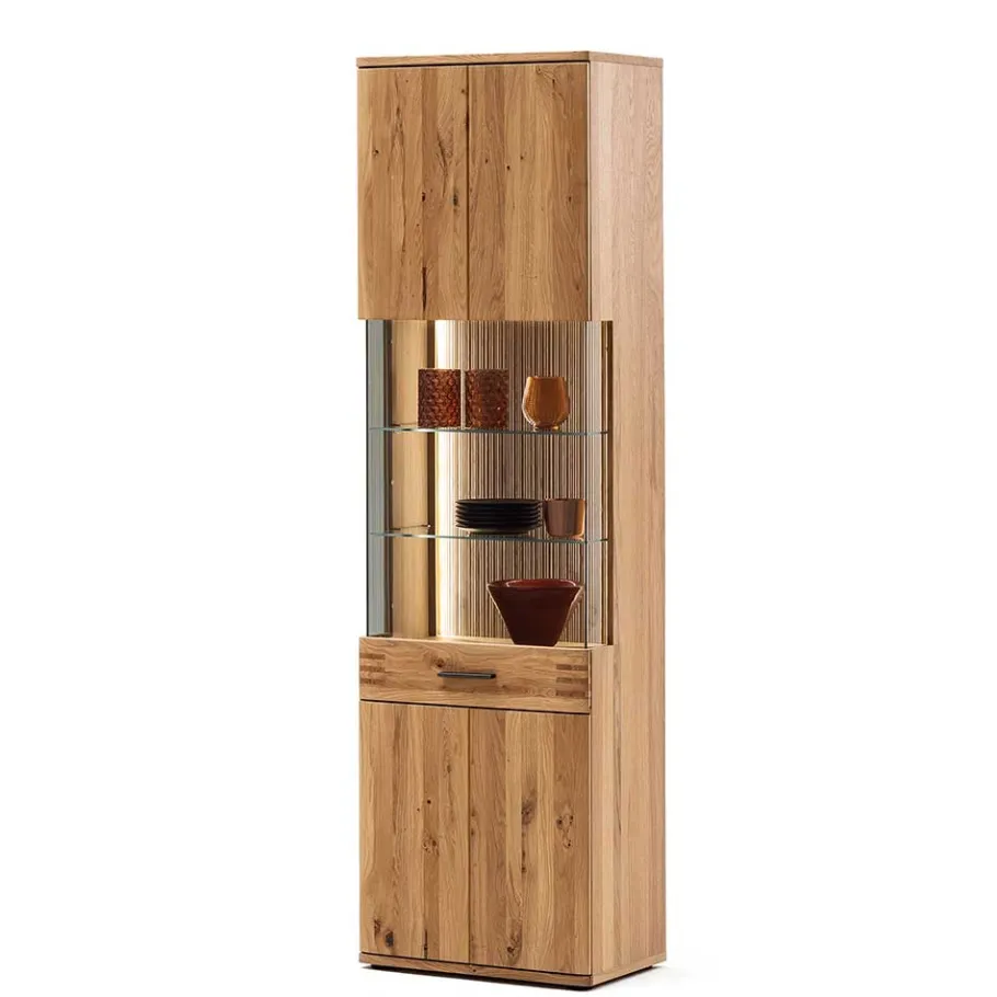 Clearance Wohnen Wohnzimmer Vitrine in Eiche Bianco geölt - Crupean