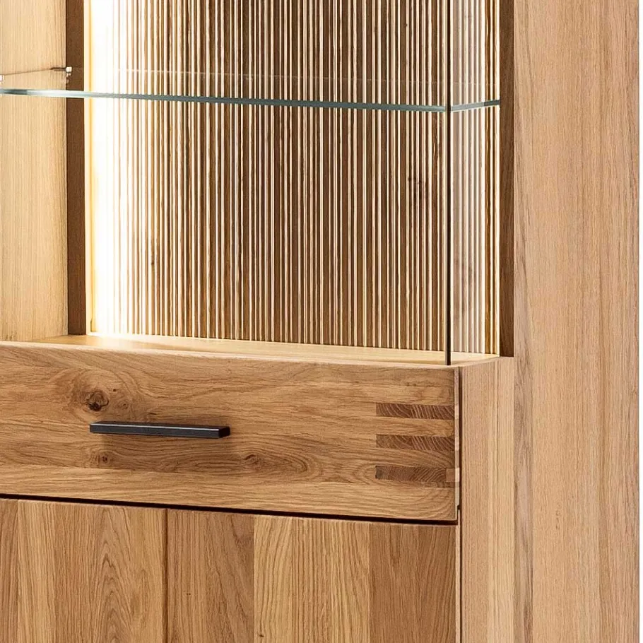 Clearance Wohnen Wohnzimmer Vitrine in Eiche Bianco geölt - Crupean