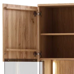 Clearance Wohnen Wohnzimmer Vitrine in Eiche Bianco geölt - Crupean