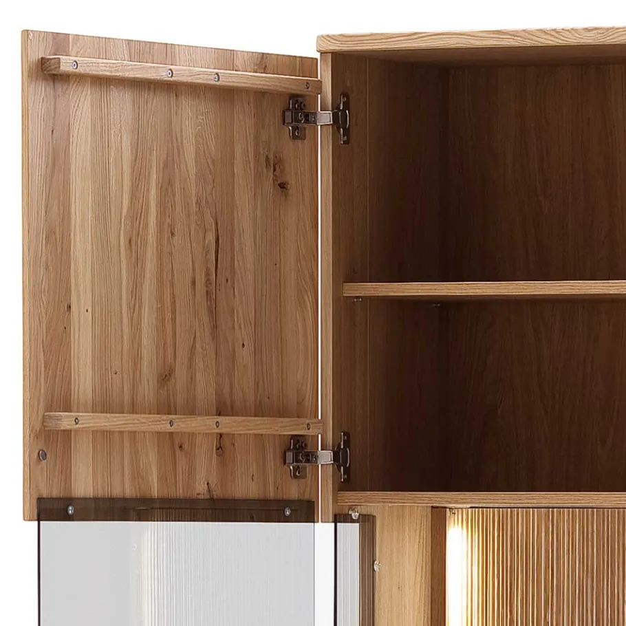 Clearance Wohnen Wohnzimmer Vitrine in Eiche Bianco geölt - Crupean