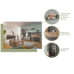 Best Wohnen Wohnzimmer Vitrinenschrank in der Größe 57x200x37 cm - Lucios