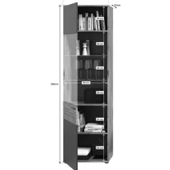 Best Wohnen Wohnzimmer Vitrinenschrank in der Größe 57x200x37 cm - Lucios