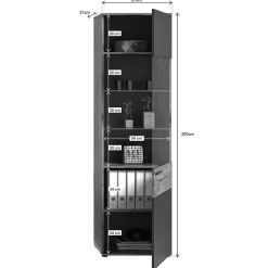Best Wohnen Wohnzimmer Vitrinenschrank in der Größe 57x200x37 cm - Lucios