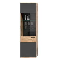 Best Wohnen Wohnzimmer Vitrinenschrank in der Größe 57x200x37 cm - Lucios