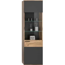 Best Wohnen Wohnzimmer Vitrinenschrank in der Größe 57x200x37 cm - Lucios