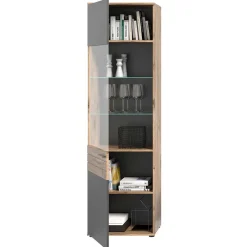 Best Wohnen Wohnzimmer Vitrinenschrank in der Größe 57x200x37 cm - Lucios