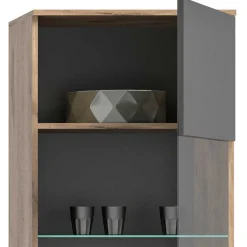 Best Wohnen Wohnzimmer Vitrinenschrank in der Größe 57x200x37 cm - Lucios