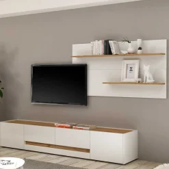 Discount Wohnen Wohnzimmer Wandregal & TV Board - Nonessia (zweiteilig)
