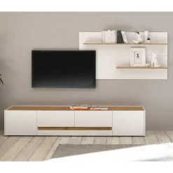 Discount Wohnen Wohnzimmer Wandregal & TV Board - Nonessia (zweiteilig)