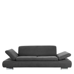 Best Wohnen Wohnzimmercouch in Anthrazit mit Chrom - Venezia