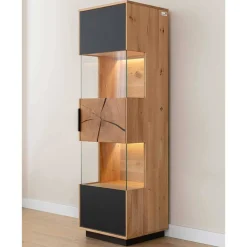 Best Wohnen Wohnzimmerschrank aus Eiche und Glas - Masicuri