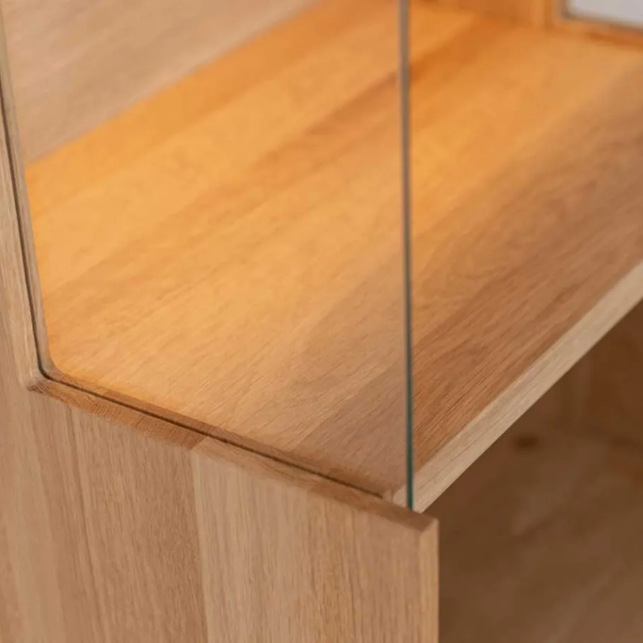 Best Wohnen Wohnzimmerschrank aus Eiche und Glas - Masicuri