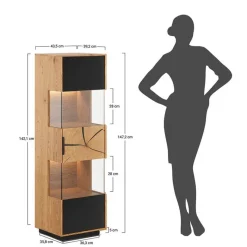 Best Wohnen Wohnzimmerschrank aus Eiche und Glas - Masicuri