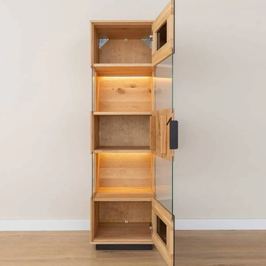 Best Wohnen Wohnzimmerschrank aus Eiche und Glas - Masicuri