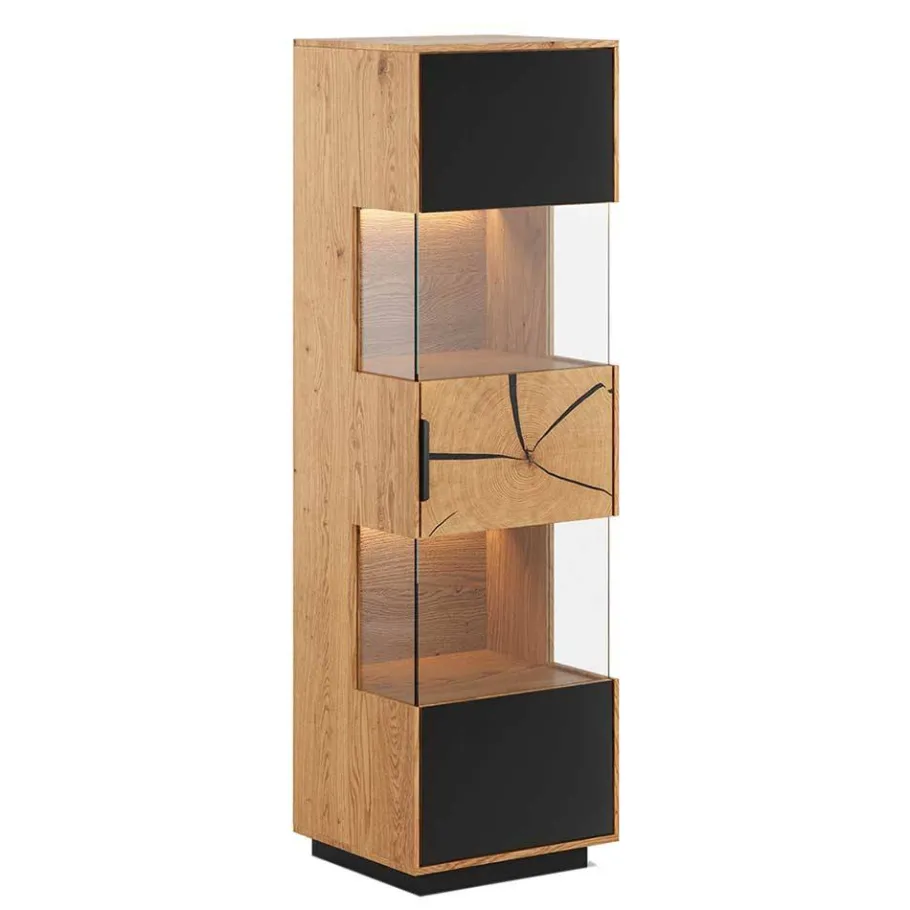 Best Wohnen Wohnzimmerschrank aus Eiche und Glas - Masicuri
