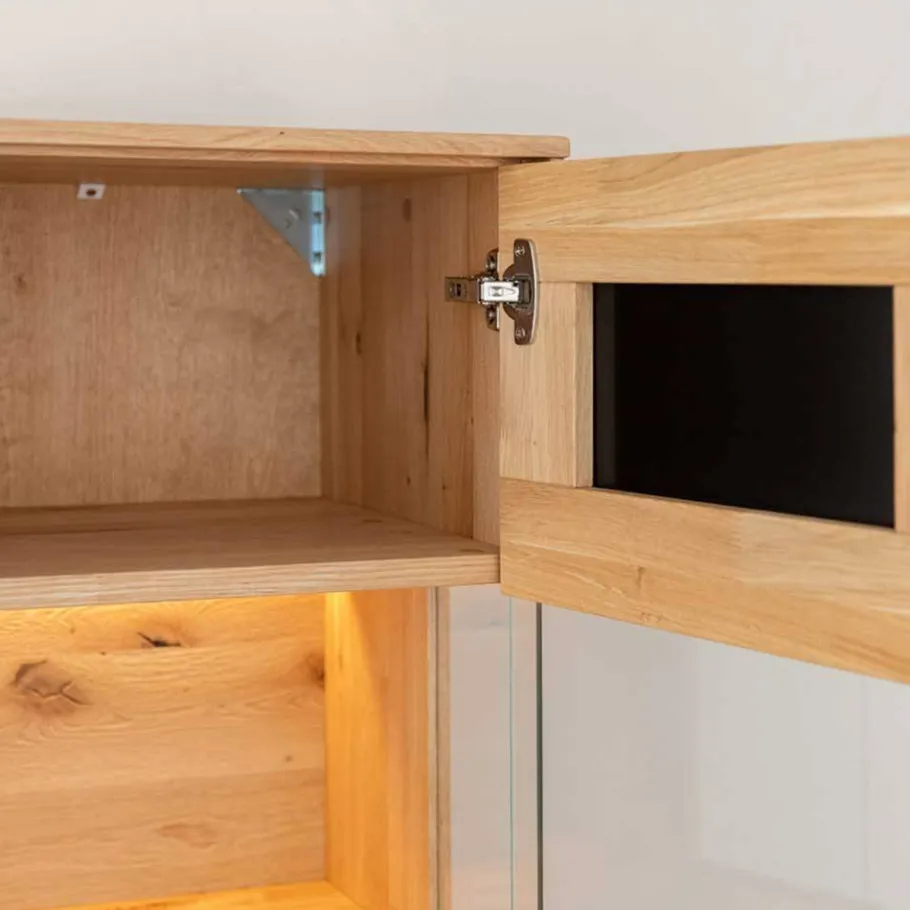 Best Wohnen Wohnzimmerschrank aus Eiche und Glas - Masicuri