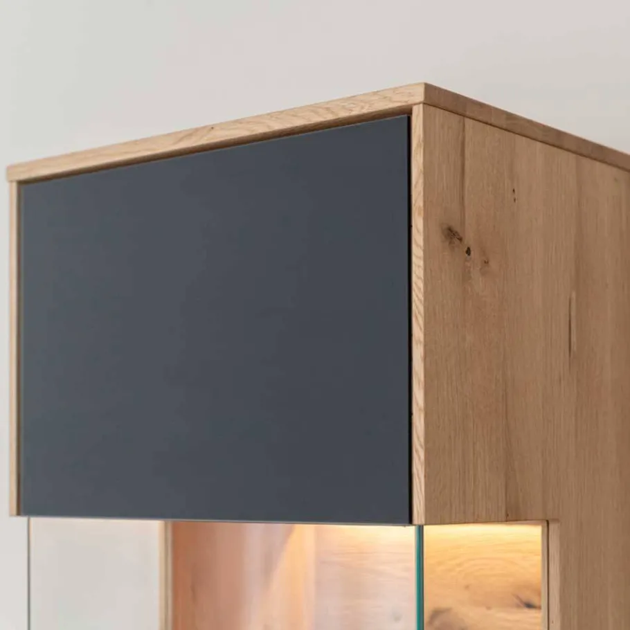 Best Wohnen Wohnzimmerschrank aus Eiche und Glas - Masicuri