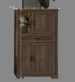 Hot Wohnen Wohnzimmerschrank in Eiche Optik mit LED - Barack