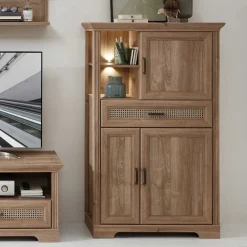 Hot Wohnen Wohnzimmerschrank in Eiche Optik mit LED - Barack
