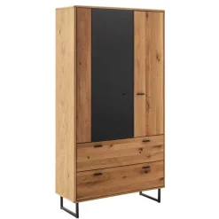 Hot Wohnen Wohnzimmerschrank mit Glas Einsatz - 100x186x38 - Flacona