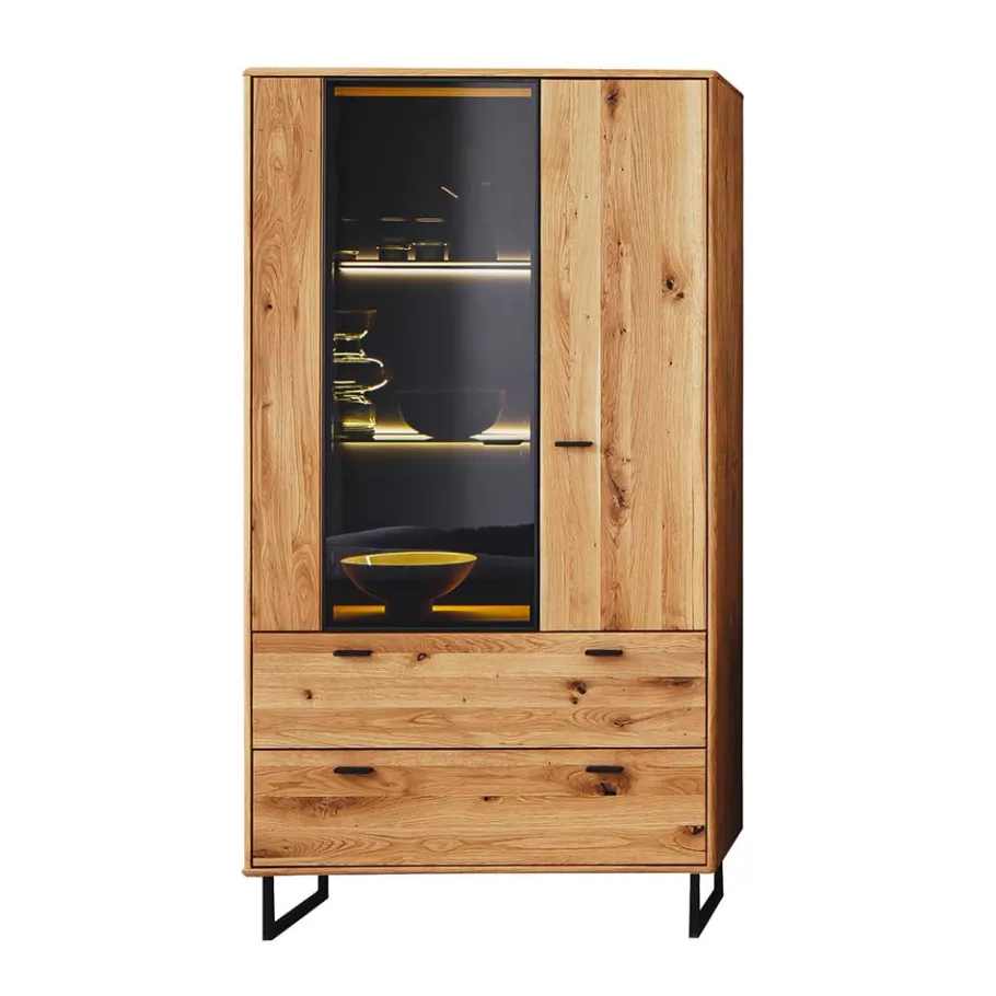 Hot Wohnen Wohnzimmerschrank mit Glas Einsatz - 100x186x38 - Flacona