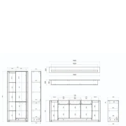 Sale Wohnen Wohnzimmerschränke und Wandboard Set - Adejano (dreiteilig)