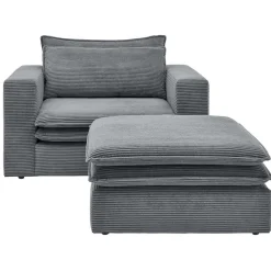 Best Wohnen Wohnzimmersessel und Hocker Set - Ruffos (zweiteilig)