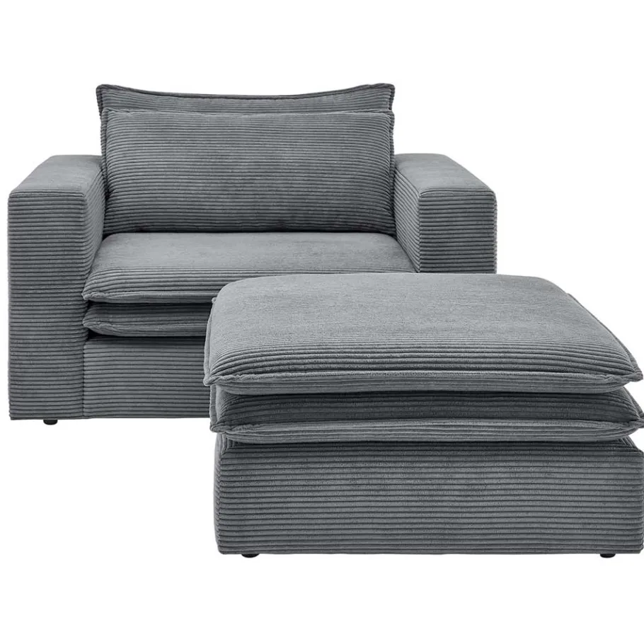 Best Wohnen Wohnzimmersessel und Hocker Set - Ruffos (zweiteilig)