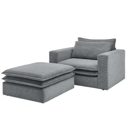 Best Wohnen Wohnzimmersessel und Hocker Set - Ruffos (zweiteilig)