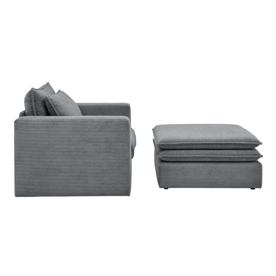 Best Wohnen Wohnzimmersessel und Hocker Set - Ruffos (zweiteilig)