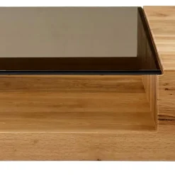 Clearance Wohnen Wohnzimmertisch aus Rauchglas und Asteiche Furnier - Valjita
