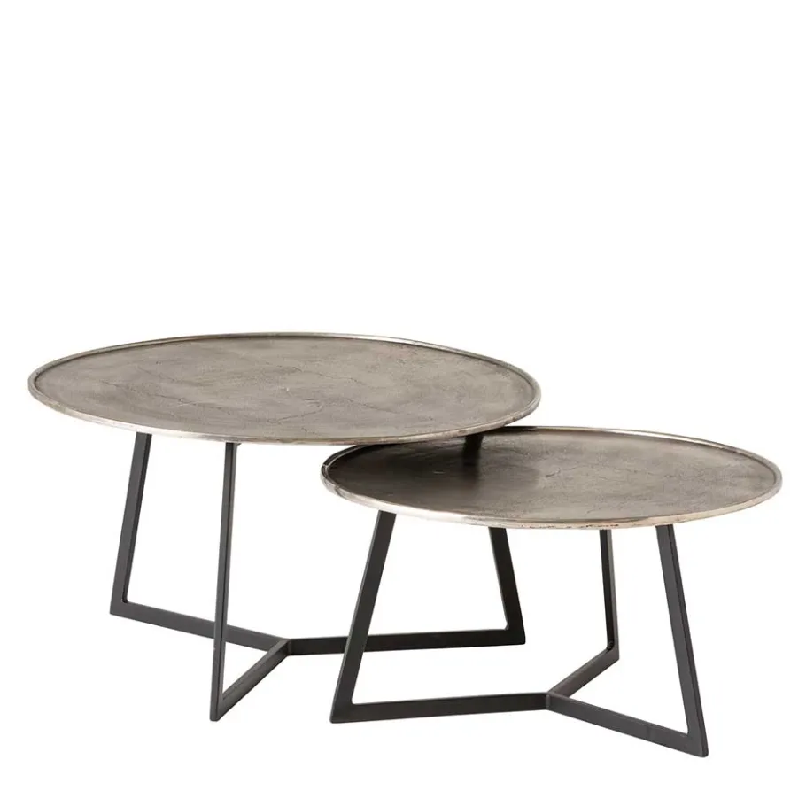 Sale Wohnen Wohnzimmertisch Duo in Schwarz Nickel - Grodasso (zweiteilig)