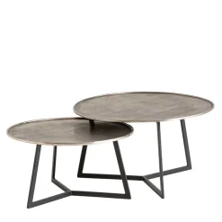 Sale Wohnen Wohnzimmertisch Duo in Schwarz Nickel - Grodasso (zweiteilig)