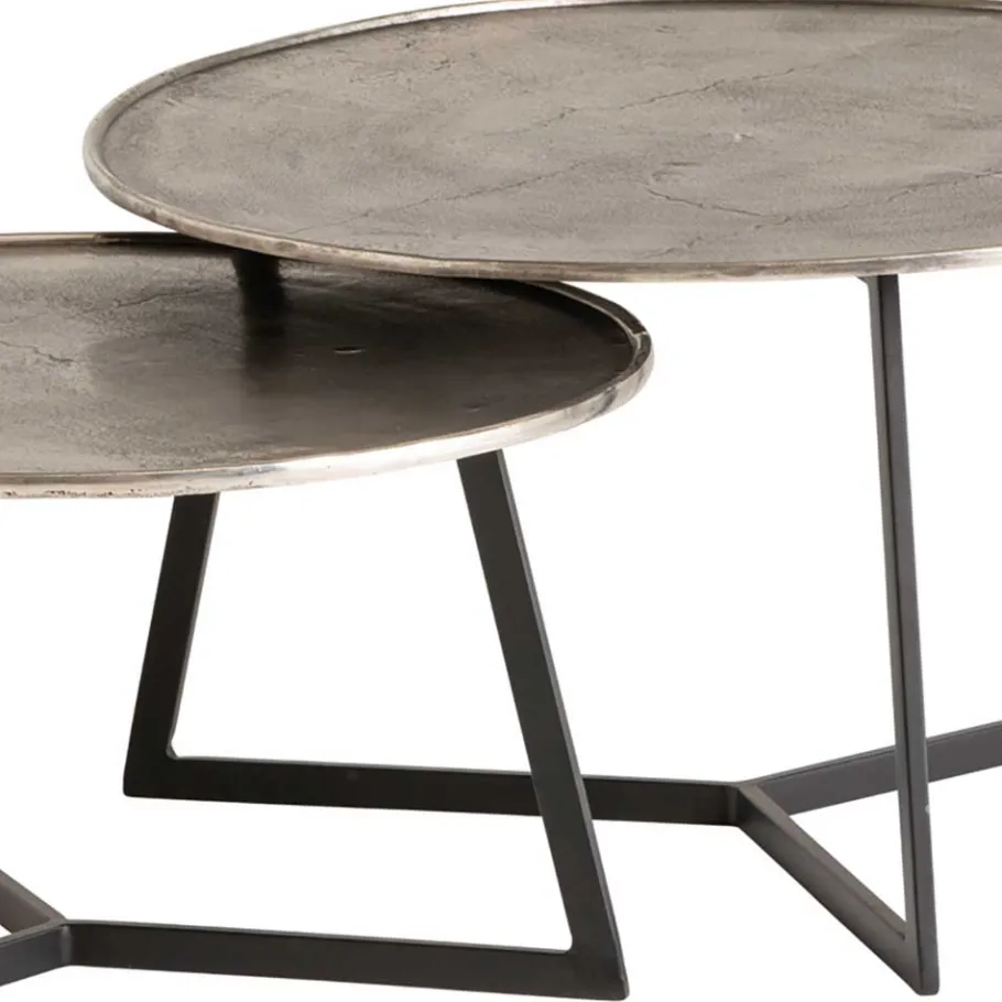 Sale Wohnen Wohnzimmertisch Duo in Schwarz Nickel - Grodasso (zweiteilig)