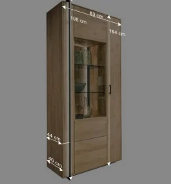 Wohnen Wohnzimmervitrine aus Asteiche Massivholz - Clenza