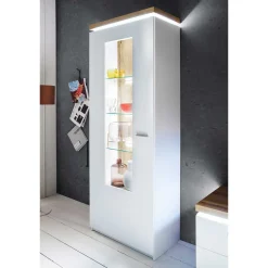 New Wohnen Wohnzimmervitrine in Weiß & Dekor Wildeiche - Caldri
