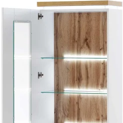 New Wohnen Wohnzimmervitrine in Weiß & Dekor Wildeiche - Caldri