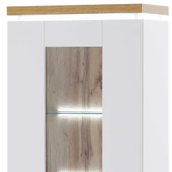 New Wohnen Wohnzimmervitrine in Weiß & Dekor Wildeiche - Caldri