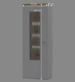 New Wohnen Wohnzimmervitrine in Weiß & Dekor Wildeiche - Caldri