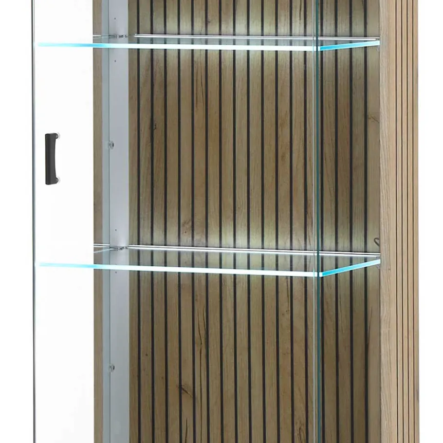 Hot Wohnen Wohnzimmer-Vitrine in Weiß und Wildeiche - Nenaloro